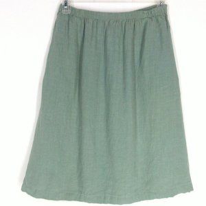 CUT LOOSE Linen A Line Skirt M Knee Length Sage